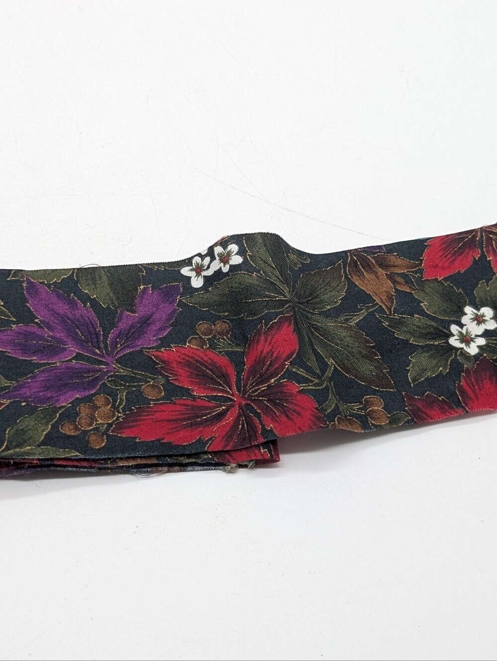 Vintage Lion Ribbon Co Autumn Floral Leaf Fabric Ribbon Lot 1.375" Metallic Gold - Picture 2 of 6